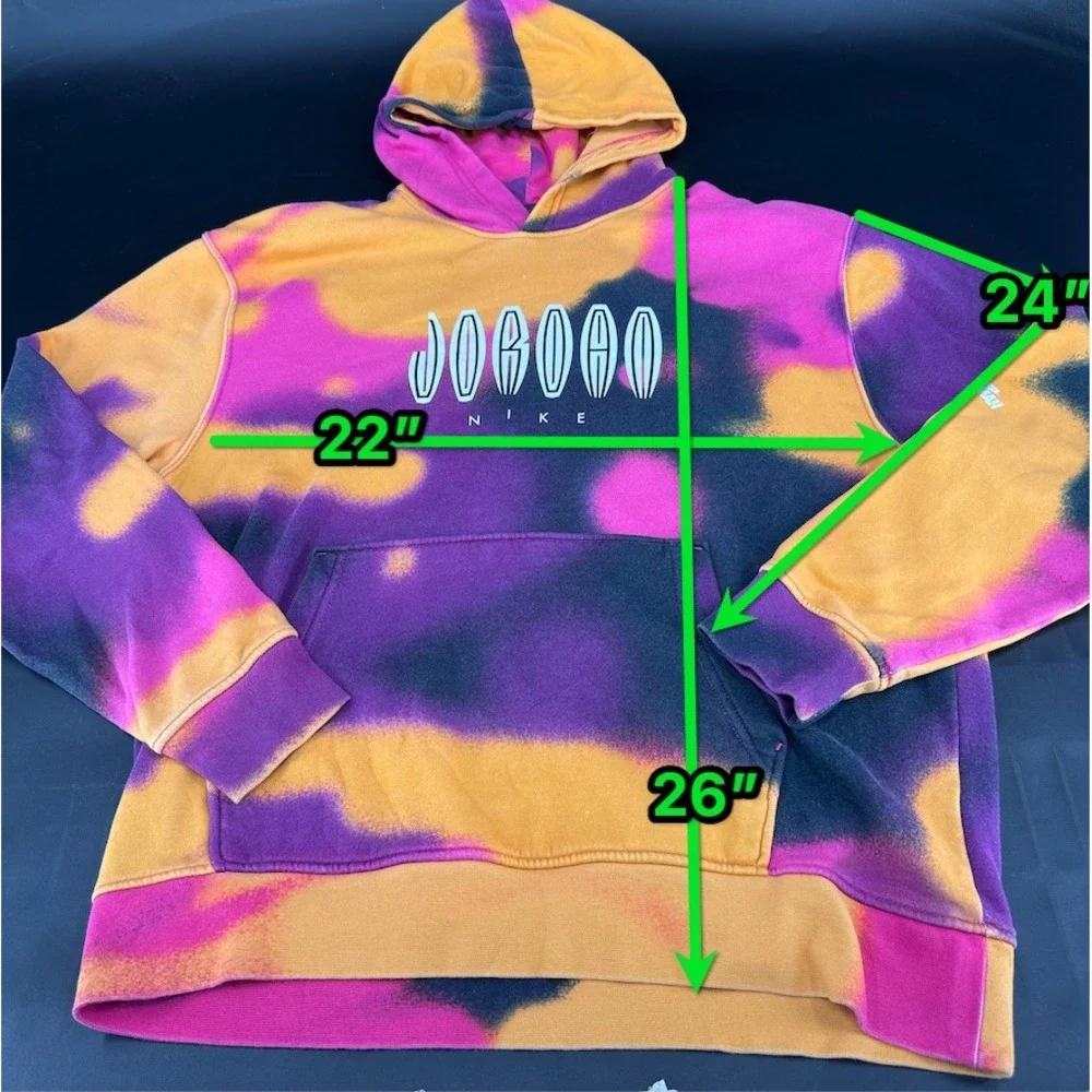 Jordan Nike Mens Tie Dye Hoodie Purple Orange Pink Jumpman Fleece Sweatshirt M - Picture 3 of 9